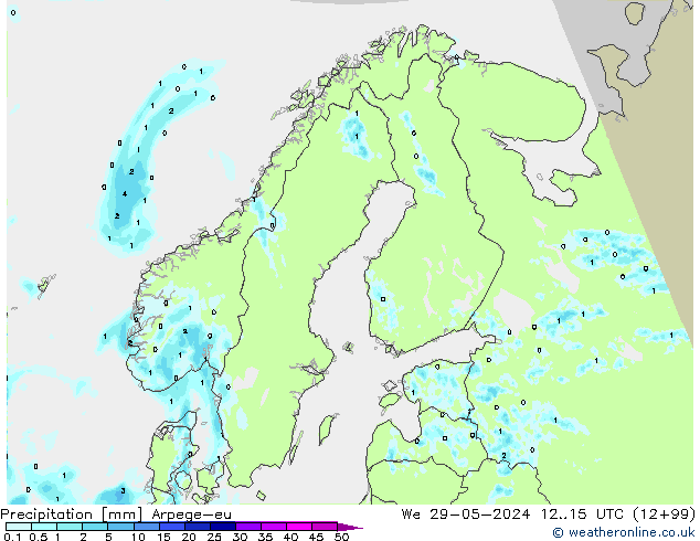 Precipitation Arpege-eu We 29.05.2024 15 UTC