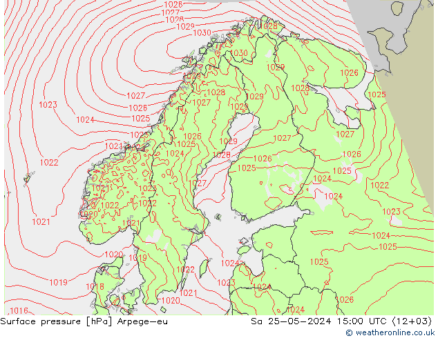 Presión superficial Arpege-eu sáb 25.05.2024 15 UTC