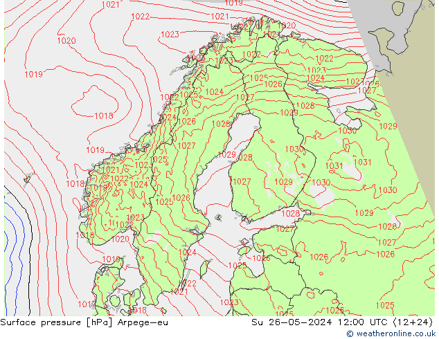 Luchtdruk (Grond) Arpege-eu zo 26.05.2024 12 UTC