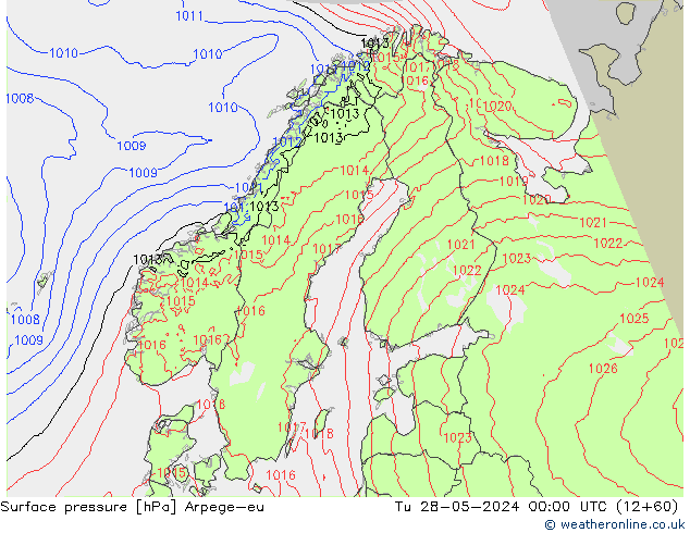 Surface pressure Arpege-eu Tu 28.05.2024 00 UTC