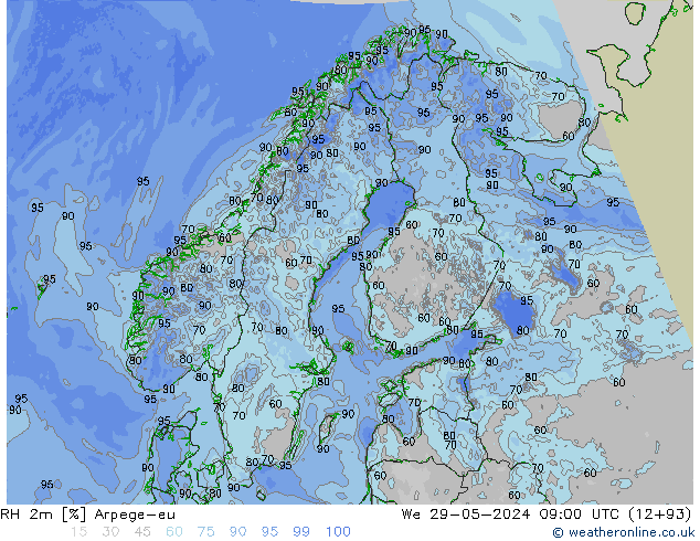 RH 2m Arpege-eu We 29.05.2024 09 UTC