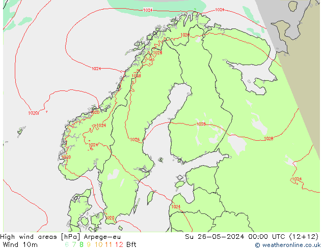 Windvelden Arpege-eu zo 26.05.2024 00 UTC