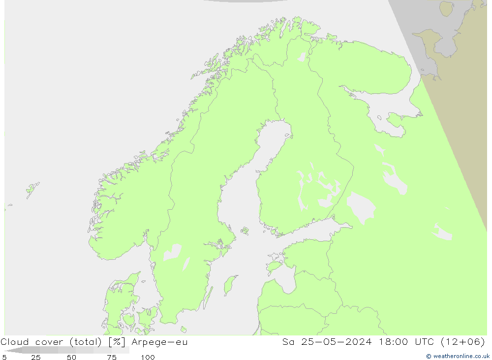 nuvens (total) Arpege-eu Sáb 25.05.2024 18 UTC