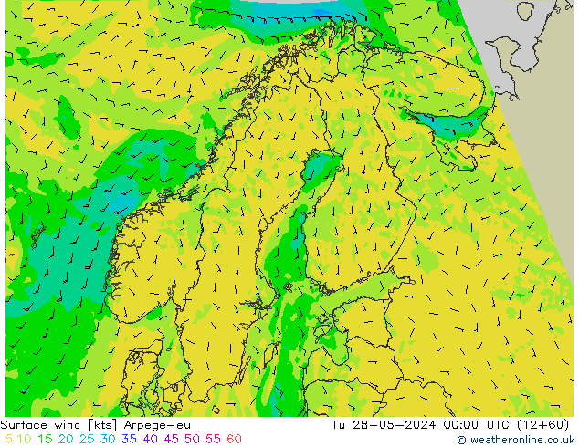 Surface wind Arpege-eu Tu 28.05.2024 00 UTC