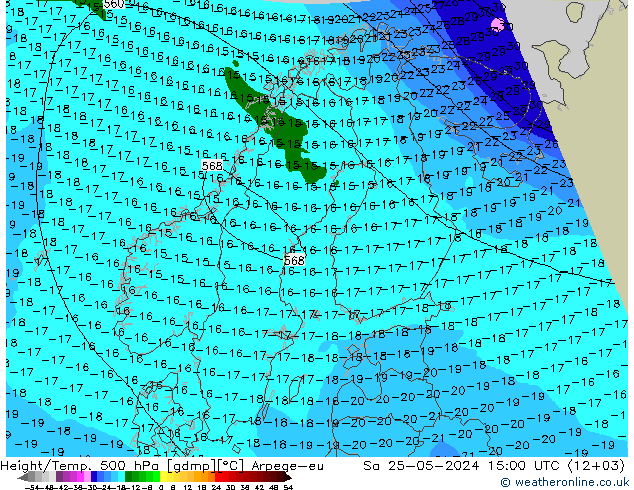 Height/Temp. 500 hPa Arpege-eu Sa 25.05.2024 15 UTC