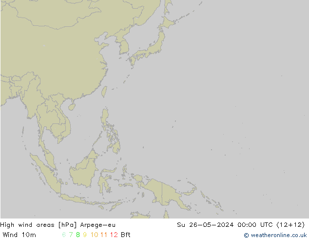 High wind areas Arpege-eu Вс 26.05.2024 00 UTC