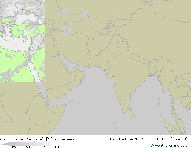 oblačnosti uprostřed Arpege-eu Út 28.05.2024 18 UTC