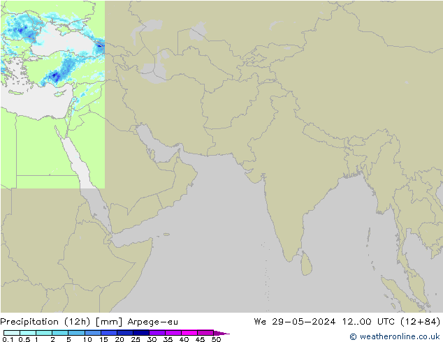 Totale neerslag (12h) Arpege-eu wo 29.05.2024 00 UTC