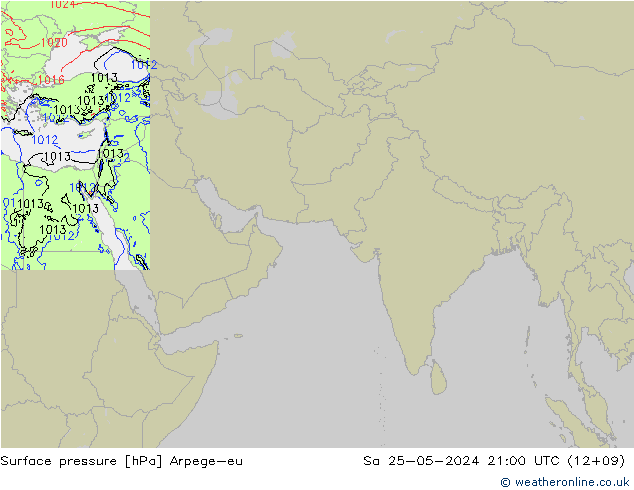 Atmosférický tlak Arpege-eu So 25.05.2024 21 UTC