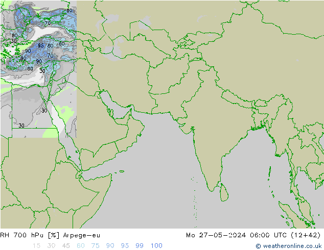 RH 700 hPa Arpege-eu lun 27.05.2024 06 UTC