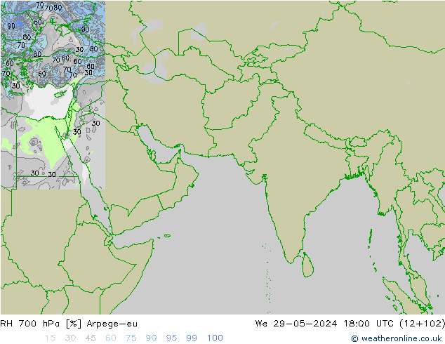 700 hPa Nispi Nem Arpege-eu Çar 29.05.2024 18 UTC