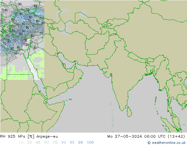 RH 925 hPa Arpege-eu Mo 27.05.2024 06 UTC