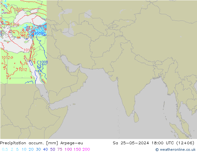Precipitation accum. Arpege-eu 星期六 25.05.2024 18 UTC