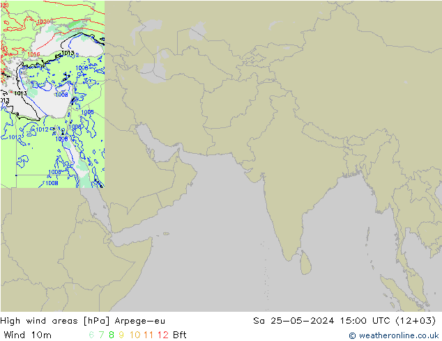 High wind areas Arpege-eu Sáb 25.05.2024 15 UTC