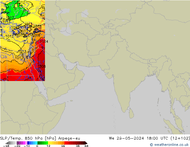 SLP/Temp. 850 hPa Arpege-eu  29.05.2024 18 UTC