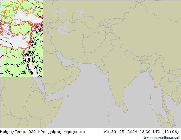 Height/Temp. 925 hPa Arpege-eu We 29.05.2024 12 UTC