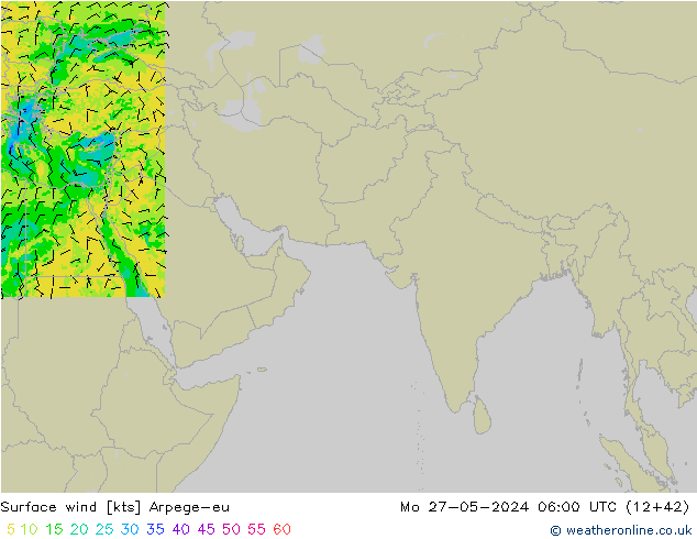 Wind 10 m Arpege-eu ma 27.05.2024 06 UTC