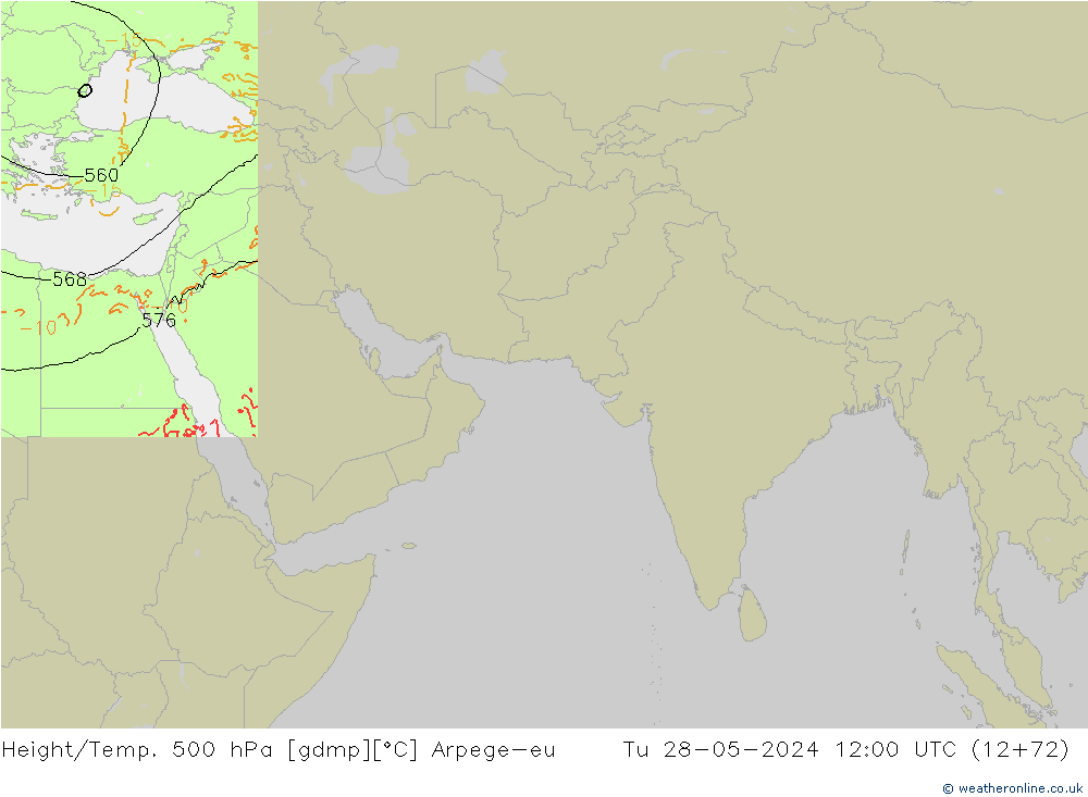 Geop./Temp. 500 hPa Arpege-eu mar 28.05.2024 12 UTC