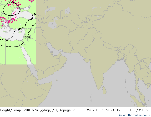 Géop./Temp. 700 hPa Arpege-eu mer 29.05.2024 12 UTC