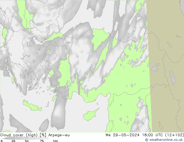 Bewolking (Hoog) Arpege-eu wo 29.05.2024 18 UTC