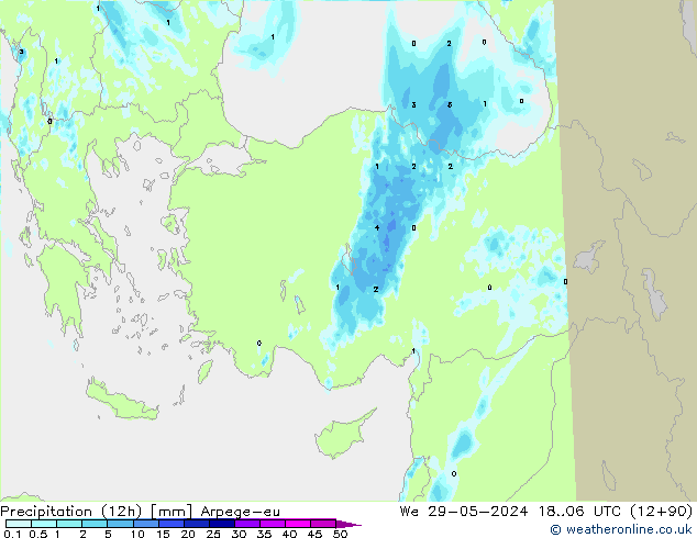 Yağış (12h) Arpege-eu Çar 29.05.2024 06 UTC