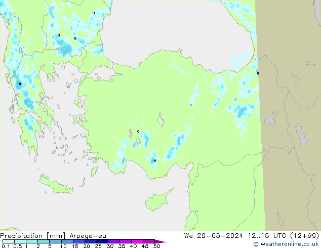 Precipitation Arpege-eu We 29.05.2024 15 UTC
