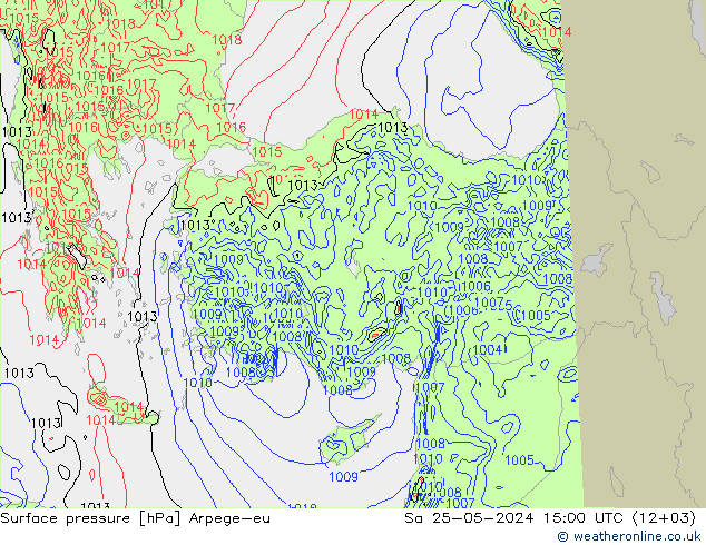 приземное давление Arpege-eu сб 25.05.2024 15 UTC