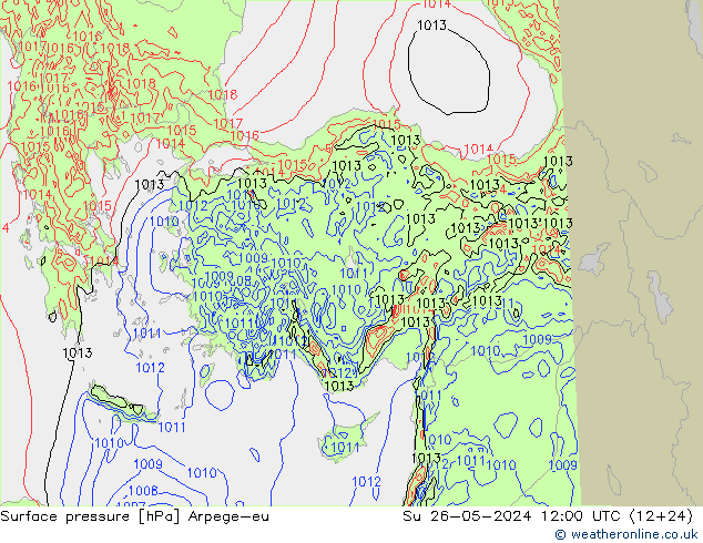 Atmosférický tlak Arpege-eu Ne 26.05.2024 12 UTC