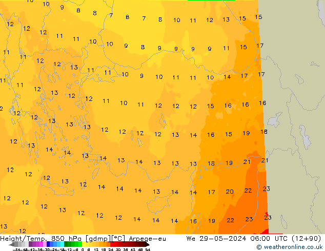 Yükseklik/Sıc. 850 hPa Arpege-eu Çar 29.05.2024 06 UTC