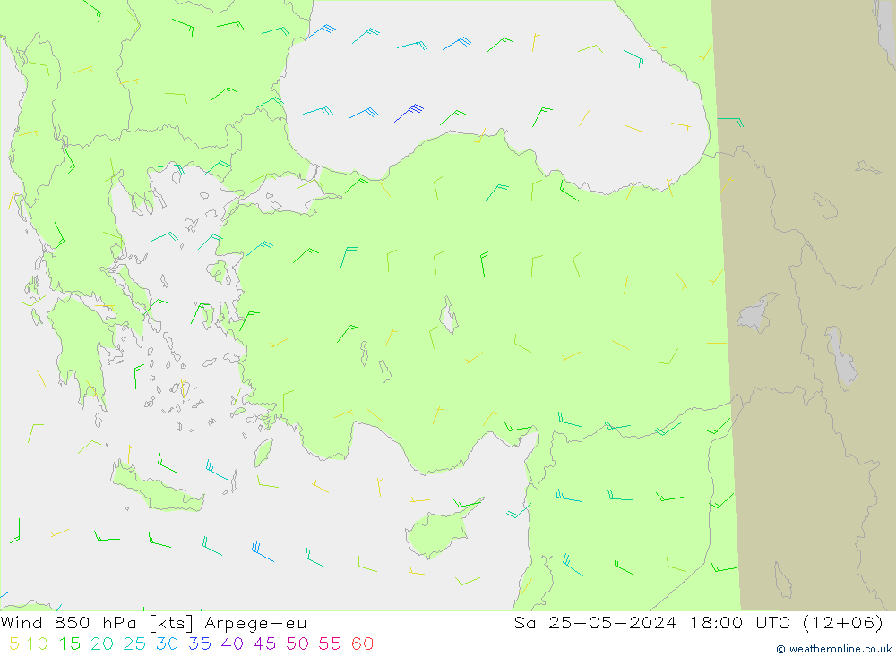 Rüzgar 850 hPa Arpege-eu Cts 25.05.2024 18 UTC