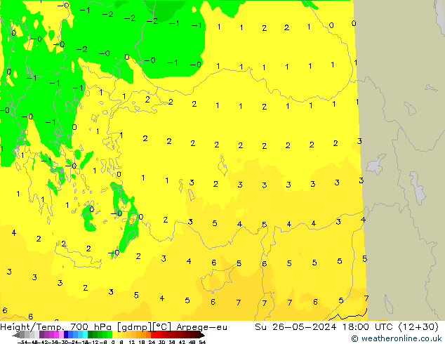 Height/Temp. 700 hPa Arpege-eu Ne 26.05.2024 18 UTC