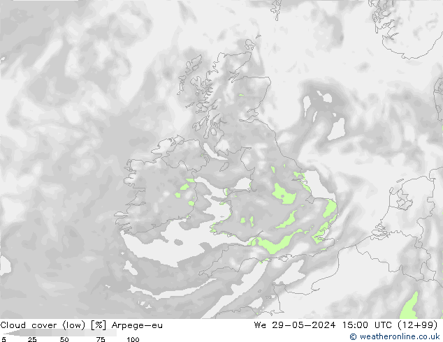 nízká oblaka Arpege-eu St 29.05.2024 15 UTC