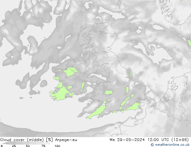 nuvens (médio) Arpege-eu Qua 29.05.2024 12 UTC