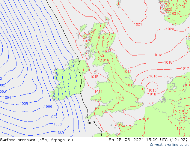 Surface pressure Arpege-eu Sa 25.05.2024 15 UTC