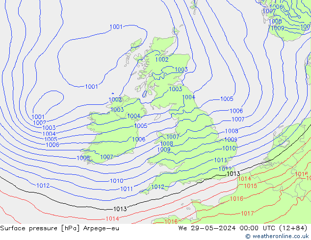 Surface pressure Arpege-eu We 29.05.2024 00 UTC