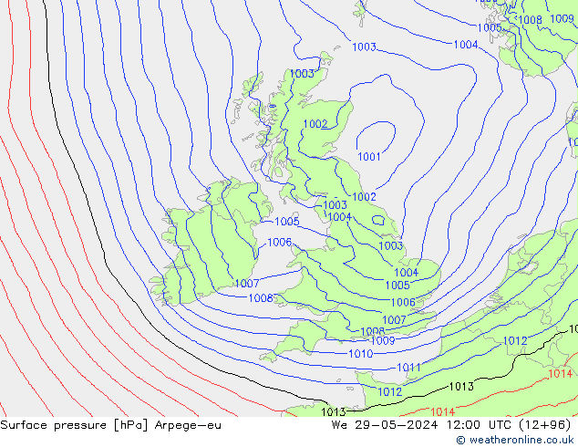 Surface pressure Arpege-eu We 29.05.2024 12 UTC