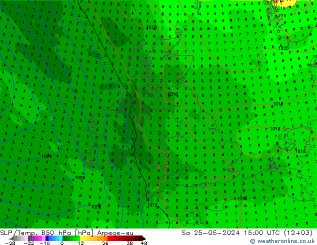 SLP/Temp. 850 hPa Arpege-eu sab 25.05.2024 15 UTC