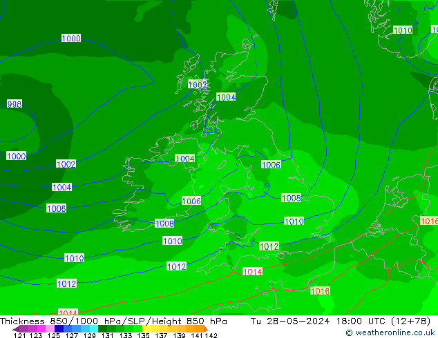 Dikte 850-1000 hPa Arpege-eu di 28.05.2024 18 UTC