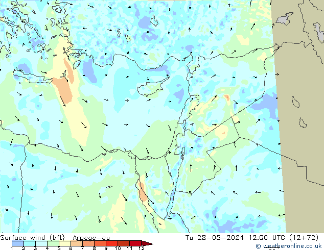 ве�Bе�@ 10 m (bft) Arpege-eu вт 28.05.2024 12 UTC