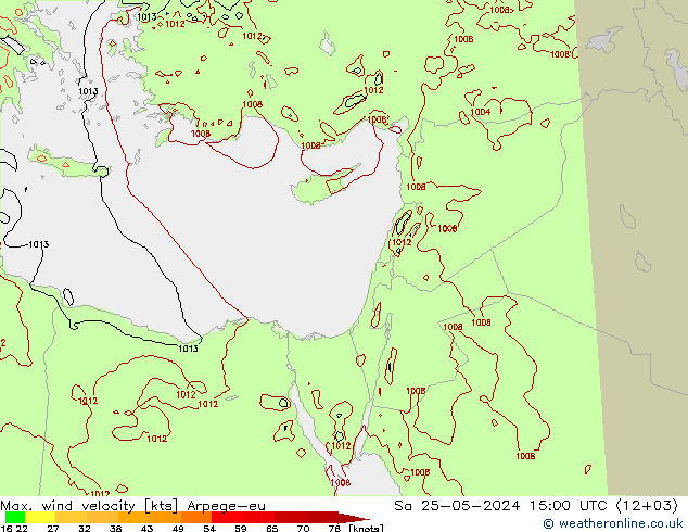 Max. wind velocity Arpege-eu Sa 25.05.2024 15 UTC