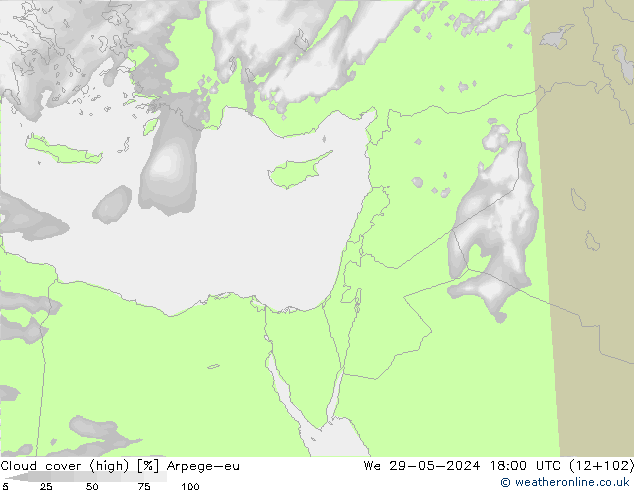 Bulutlar (yüksek) Arpege-eu Çar 29.05.2024 18 UTC