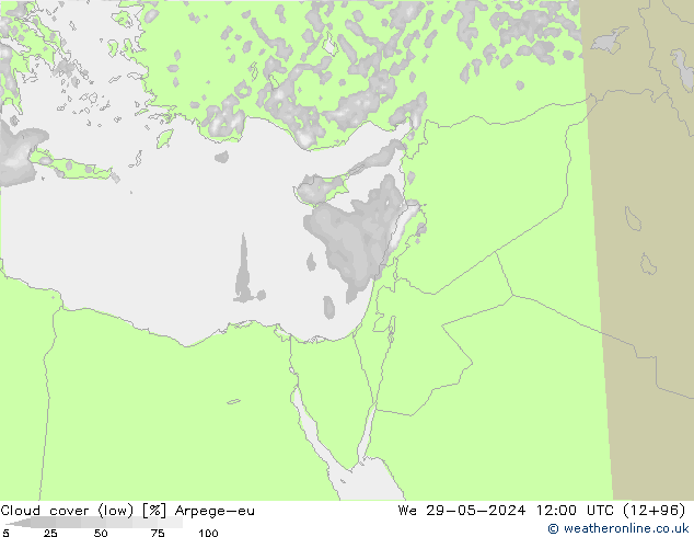 zachmurzenie (niskie) Arpege-eu śro. 29.05.2024 12 UTC