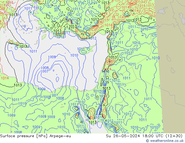 Presión superficial Arpege-eu dom 26.05.2024 18 UTC