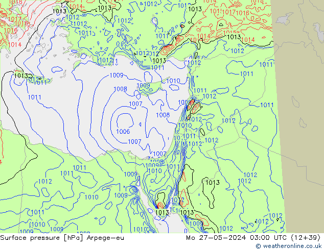 Presión superficial Arpege-eu lun 27.05.2024 03 UTC