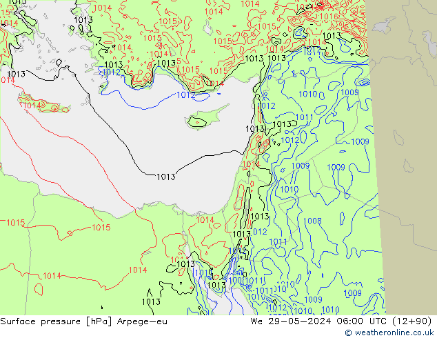 Pressione al suolo Arpege-eu mer 29.05.2024 06 UTC