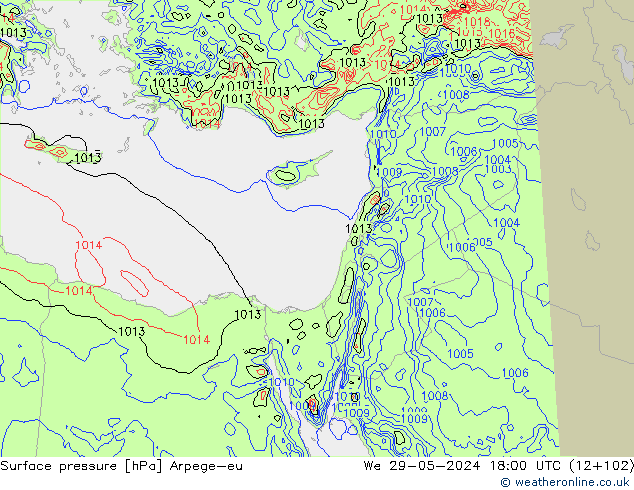 pressão do solo Arpege-eu Qua 29.05.2024 18 UTC