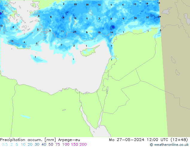 Precipitación acum. Arpege-eu lun 27.05.2024 12 UTC