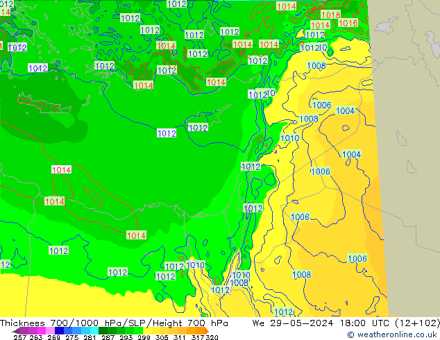 700-1000 hPa Kalınlığı Arpege-eu Çar 29.05.2024 18 UTC