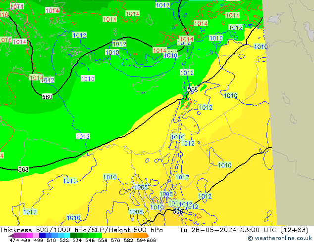 Dikte 500-1000hPa Arpege-eu di 28.05.2024 03 UTC