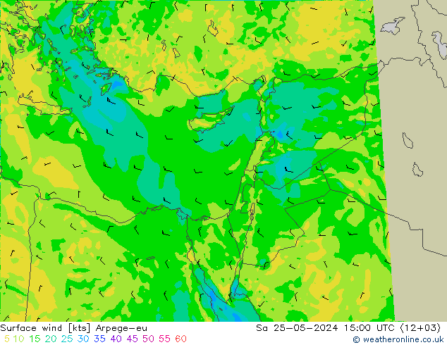 Viento 10 m Arpege-eu sáb 25.05.2024 15 UTC